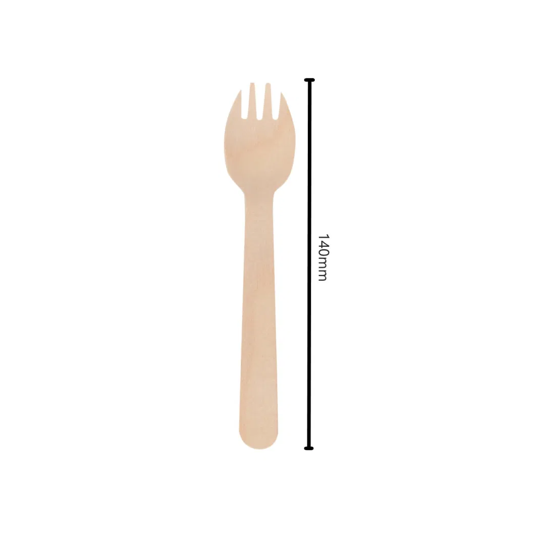 Biodegradable Birch Wooden Disposable Spoon Fork Spork